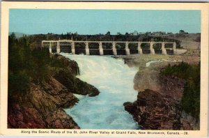 Postcard DAM SCENE Grand Falls New Brunswick NB AN8550