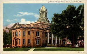 Louisville Georgia GA Jefferson County Court House Vintage Postcard