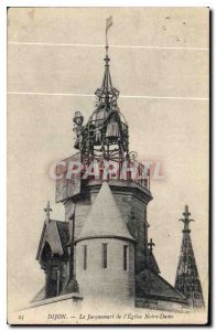 Old Postcard Dijon Jacquemart Church Notre Dame