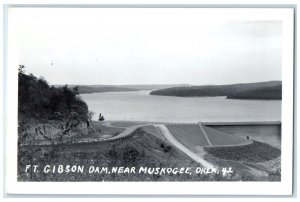 c1940's Ft. Gibson Dam Near Muskogee Oklahoma OK RPPC Photo Vintage Postcard