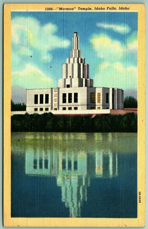 Mormon Temple Idaho Falls  ID UNP Unused Linen Postcard F5