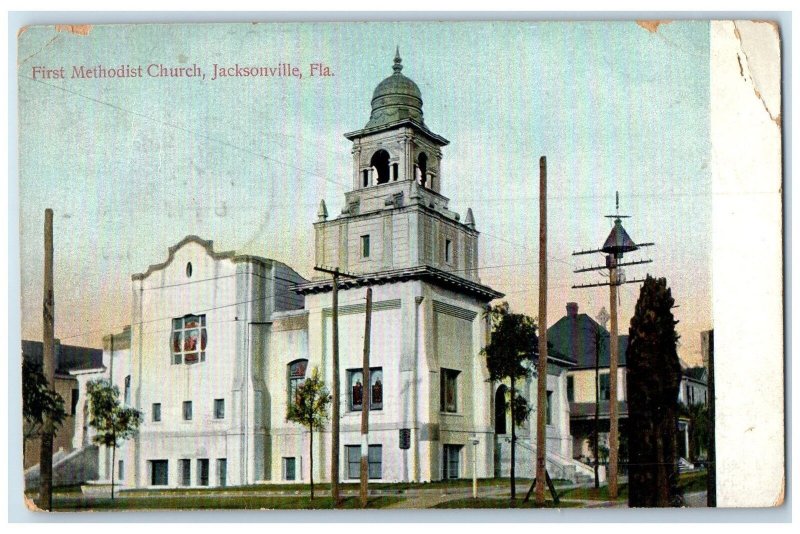 1910 First Methodist Church Exterior Jacksonville Florida FL Posted Postcard
