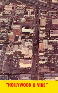 Postcard Aerial View of Hollywood and Vine in Hollywood, California~130470