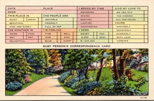 Humour Busy Person's Correspondence Card With Country Road Scene