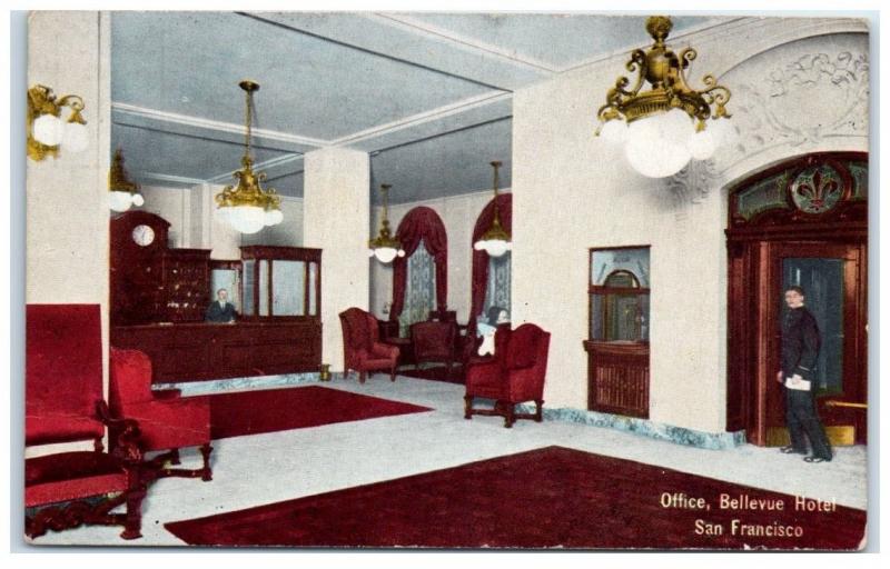 Early 1900s Office, Bellevue Hotel, San Francisco, CA Postcard