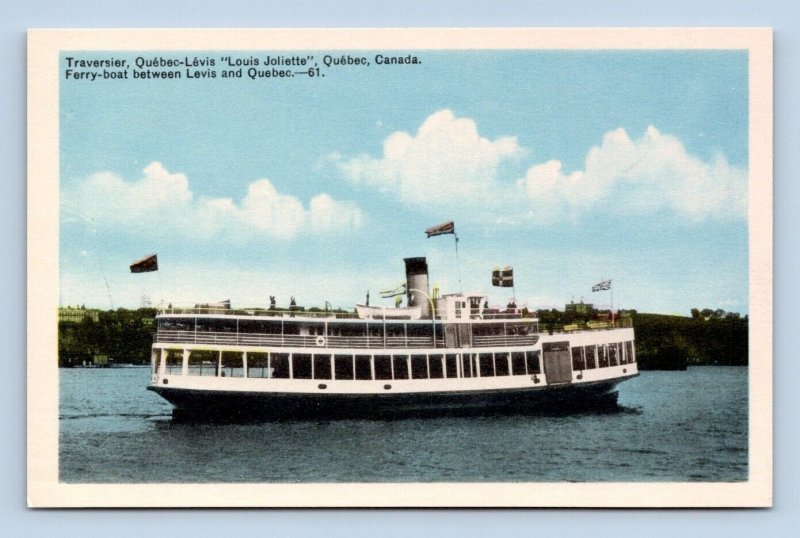 Ferry Boat Between Levis and Quebec Canada UNP Unused WB Postcard B14
