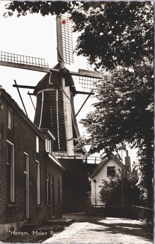 Netherlands Hattem Molen Fortuin Windmill Vintage RPPC 09.18