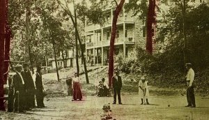 c1910 SABETHA KANSAS CROQUET GROUNDS HOTEL AT SYCAMORE SPRINGS POSTCARD 44-82