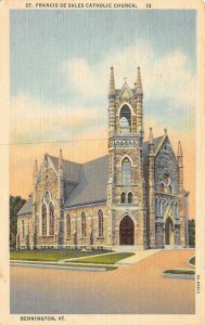 BENNINGTON, Vermont VT  ST FRANCIS DE SALES CATHOLIC CHURCH  1947 Linen Postcard