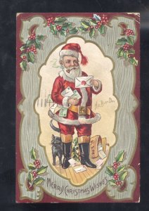 VICTORIAN ERA SANTA CLAUS RED ROBE CHRISTMAS VINTAGE POSTCARD LARGE SANTA 1912