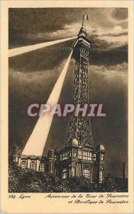 Old Postcard Lyon Lift Tower of Fourviere and Basilica of Fourviere