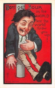 ALCOHOL TOBACCO HOBO COMIC RYAN ARTIST SIGNED POSTCARD (1910)