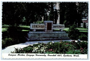 1978 Official Campus Marker Gonzaga University Spokane WA Posted Flower Postcard