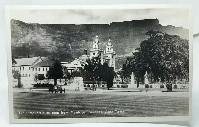 Table Mountain From Municpal Gardens Cape Town South Africa Vintage RP Postcard