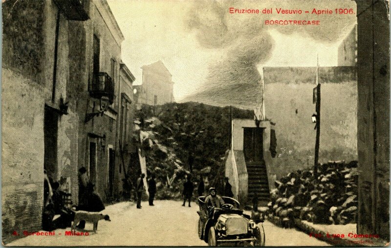 Vintage Cartolina - Eruzione Del Vesuvio - Boscotrecase - Foto Vulcano