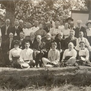 c1910s Unknown Location Group of People Outdoors RPPC Real Photo Postcard A175