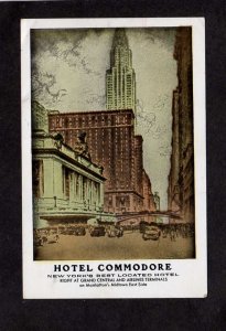 NY Hotel Commodore Grand Central Train Station Depot New York City NYC Postcard