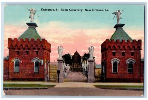 New Orleans Louisiana LA Postcard Entrance St Roch Cemetery 1910 Antique Vintage