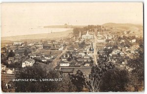 Antique RPPC California MARTINEZ Bird's Eye View Contra Costa Co. 1911 Postcard