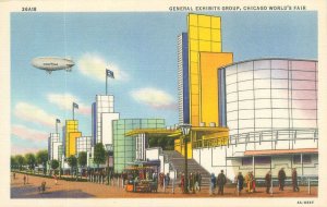 Chicago World's Fair General Exhibits Grp Blimp CT Art Colortone 36A18 Postcard