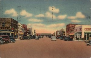 Pecos Texas TX Street Scene Drugstore 1930s-50s Postcard