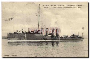 Old Postcard Boat War against the destroyer Shield