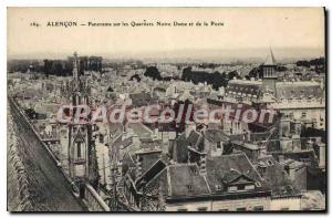 Old Postcard Alencon Panorama on the Quartier Notre Dame and Post Office