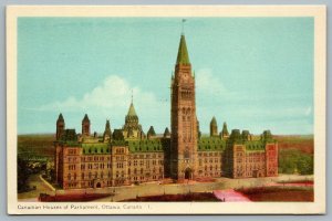 Postcard Ottawa Ontario c1948 Canadian Houses Of Parliament PECO