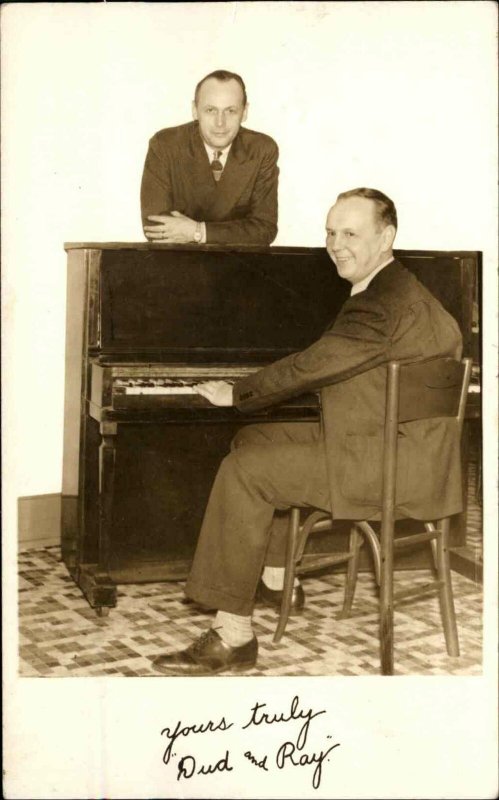 Music Duo Piano DUD & RAY Autograph - Hamilton OH Studio Real Photo Postcard