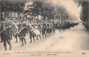 Paris France British Troops Parade Military Review Antique Postcard J77780