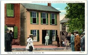 Postcard - Mark Twain at His Boyhood Home - Hannibal, Missouri