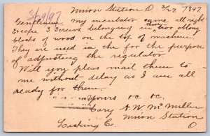 K34/ Union Station Ohio Postcard 1897 Advertising Postal Newark 273