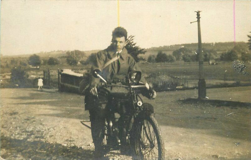 England 1920s Man Motorcycle RPPC Photo Postcard 10966 