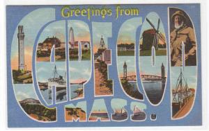 Greetings from Cape Cod Massachusetts Large Letter postcard