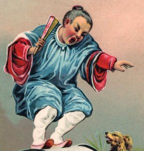 1880s Clark's Mile-End Spool Cotton Japanese Acrobat Balance Cute Dog F127