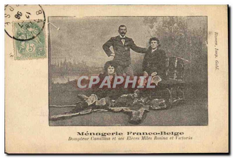 Old Postcard Lion Tamer Camillius Menagerie Franco Belge and Misses students ...