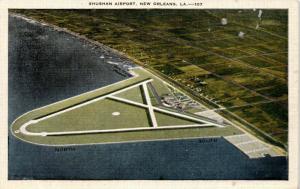 Aerial View, Shushan Airport, New Orleans, LA Vintage Linen Postcard F23