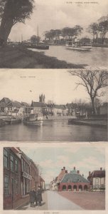 Sluis Kanaal Haven Markt 3x Holland Old Postcard s