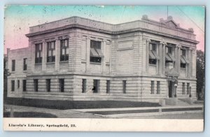 Springfield Illinois Postcard Lincoln's Library Exterior c1911 Vintage Antique