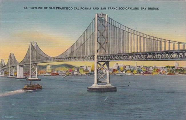 California San Francisco Skyline and San Francisco-Oakland Bay Bridge