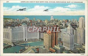 Old Postcard Airplane View of Chicago Near North Side