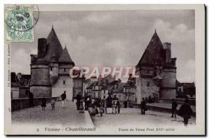 Postcard Old Vienna Chatellerault Tours of Old Bridge XVI th century hitch