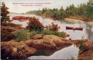 Thirty Thousand Islands Georgian Bay Ontario ON Red Boat Unused Postcard H60