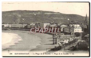 Postcard Old San Sebastian Playa de la Concha