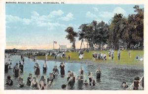 Harrisburg Pennsylvania visitors at bathing beach on island antique pc Z16836