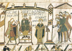 Harold Crowned King French Tapisserie de Bayreux Tapestry Postcard