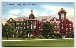 1940s MANCHESTER NEW HAMPSHIRE ST. ANSELMS COLLEGE LINEN POSTCARD P595