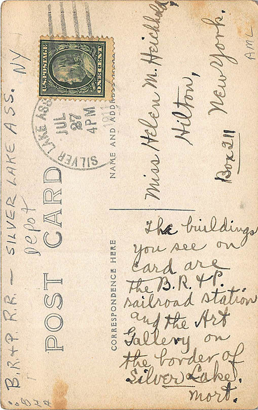 Silver Lake Association NY Railroad Staton Train Depot in 1911 RPPC