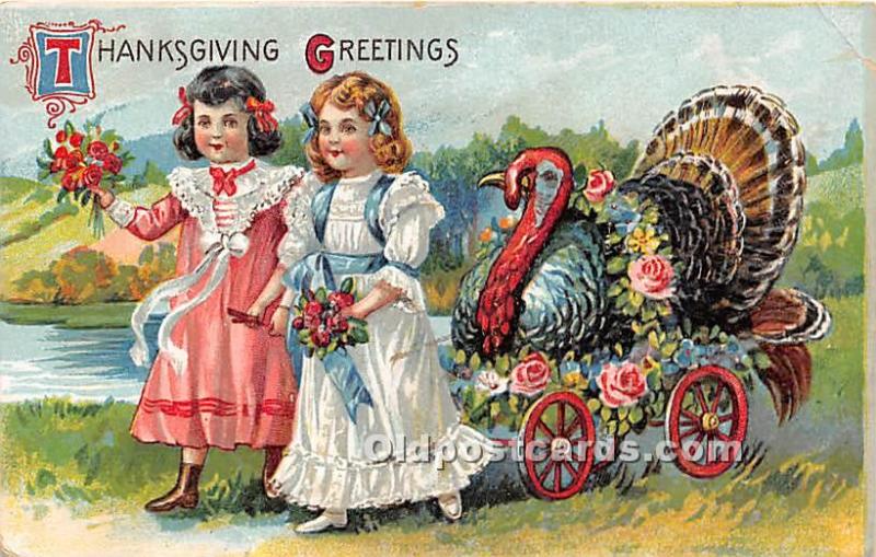 Thanksgiving Old Vintage Antique Postcard Post Card writing on back