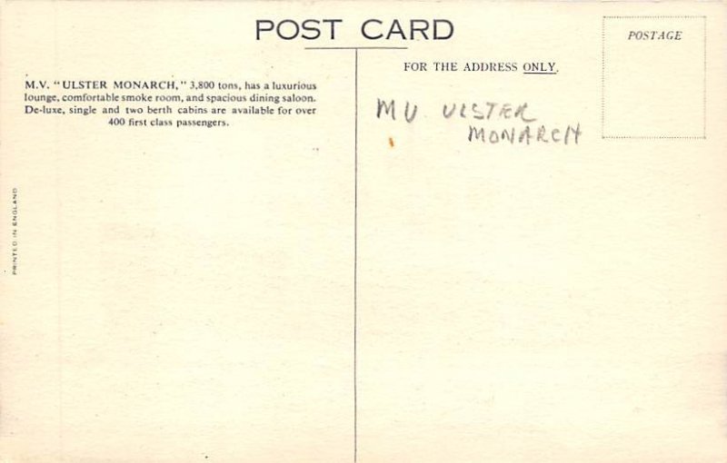 M V Ulster Monarch Misc Ship Line Ship 